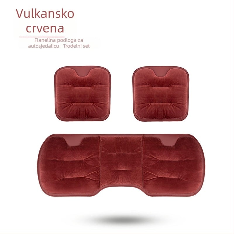 Zimski set jastuka za sjedalo automobila – pliš flanel, debeli stražnji dio, trodijelni univerzalni toplinski set