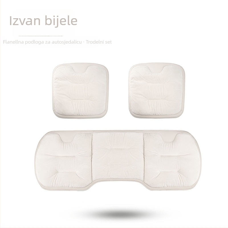 Zimski set jastuka za sjedalo automobila – pliš flanel, debeli stražnji dio, trodijelni univerzalni toplinski set