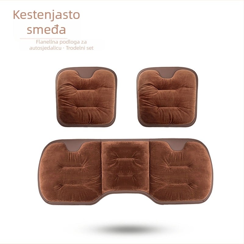 Zimski set jastuka za sjedalo automobila – pliš flanel, debeli stražnji dio, trodijelni univerzalni toplinski set