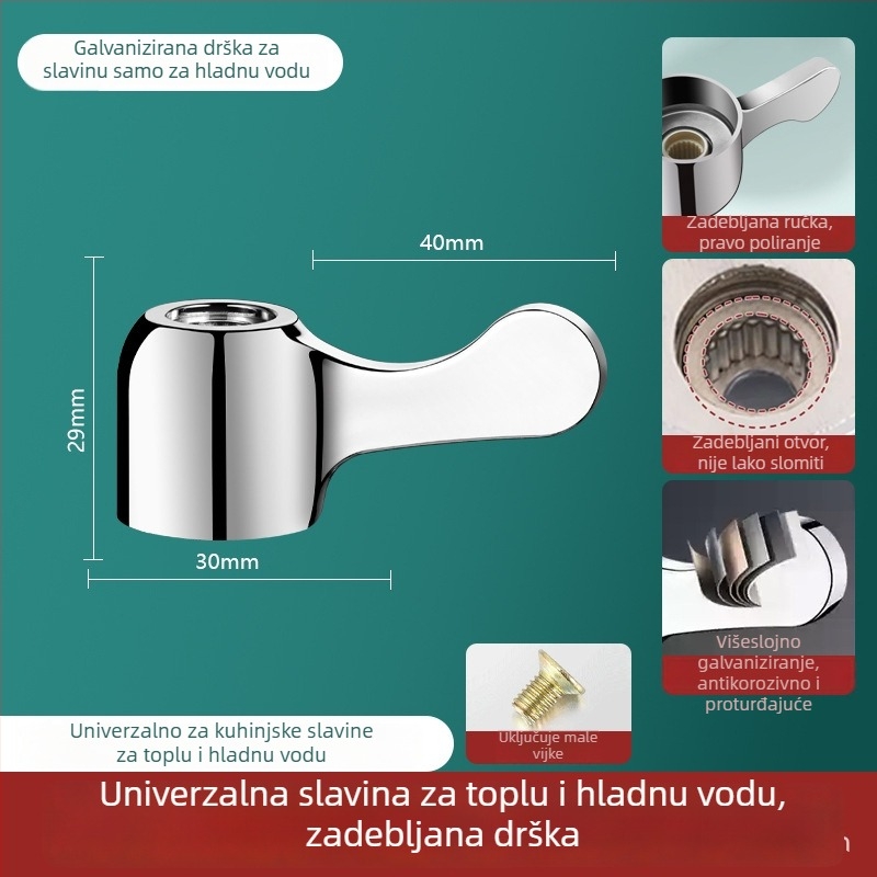 Rukohvat slavine za toplo i hladno, kutni ventil, jezgro ventila, kuhinjski tuš, nehrđajući čelik