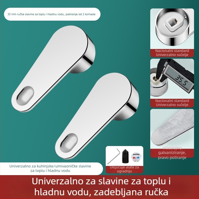 Rukohvat slavine za toplo i hladno, kutni ventil, jezgro ventila, kuhinjski tuš, nehrđajući čelik