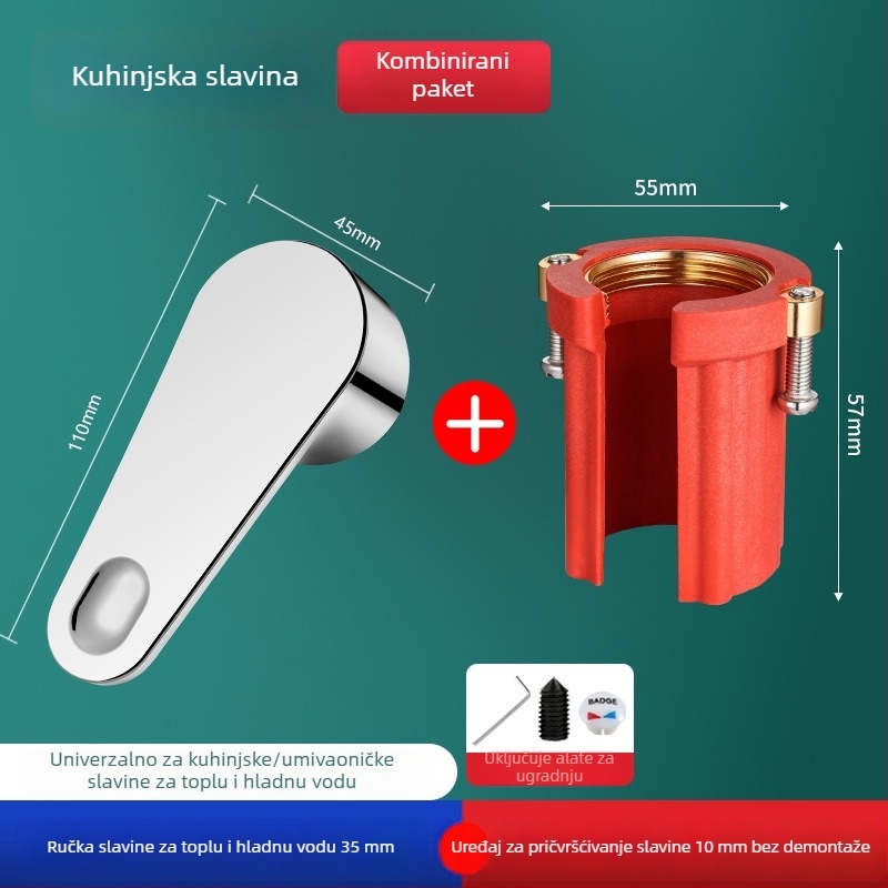 Rukohvat slavine za toplo i hladno, kutni ventil, jezgro ventila, kuhinjski tuš, nehrđajući čelik