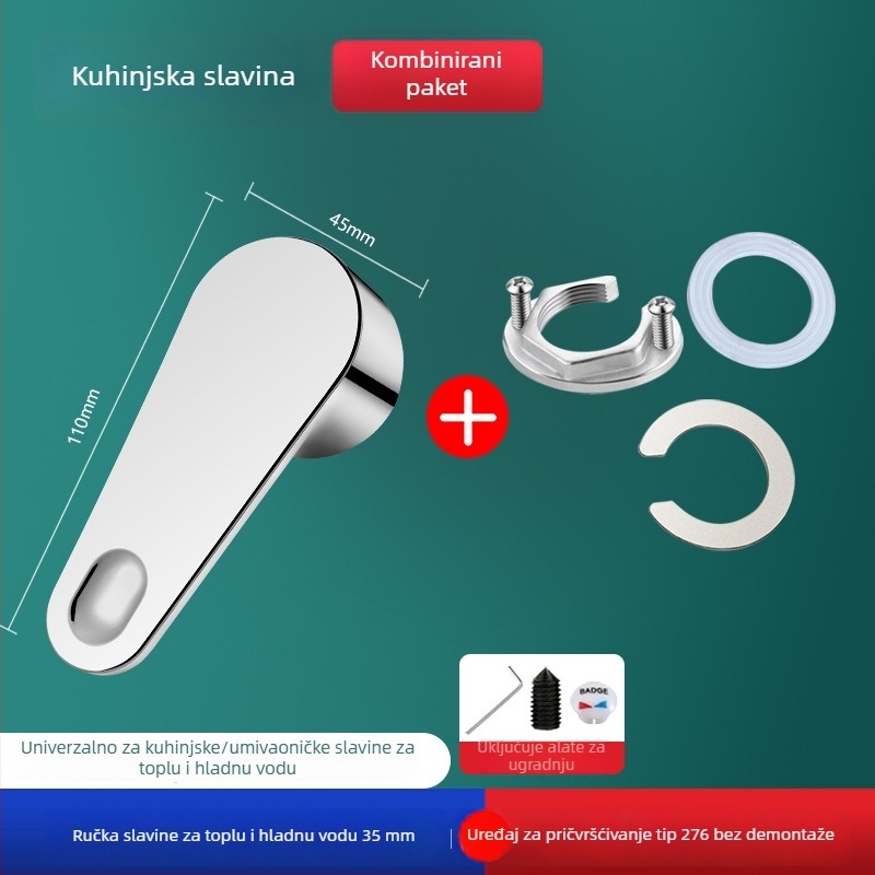 Rukohvat slavine za toplo i hladno, kutni ventil, jezgro ventila, kuhinjski tuš, nehrđajući čelik