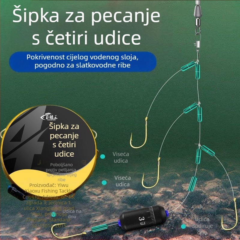 Nova ručna oprema s četiri udice, dvostruki udica, protiv zaplitanja, zlatni navoj na udici za divlji ribolov i tajvanski stil ribolova šarana