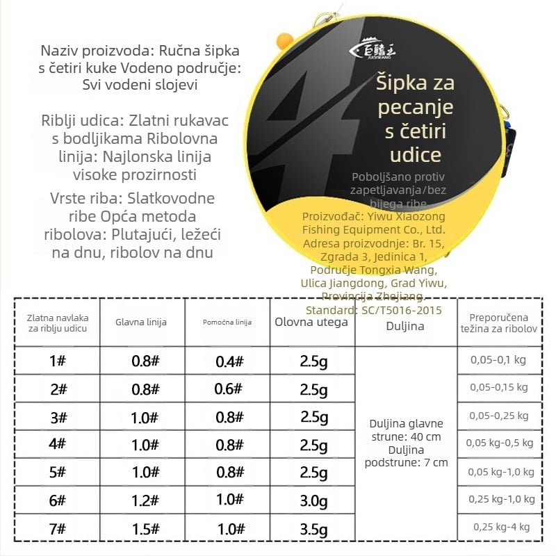 Nova ručna oprema s četiri udice, dvostruki udica, protiv zaplitanja, zlatni navoj na udici za divlji ribolov i tajvanski stil ribolova šarana