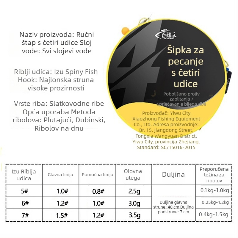Nova ručna oprema s četiri udice, dvostruki udica, protiv zaplitanja, zlatni navoj na udici za divlji ribolov i tajvanski stil ribolova šarana