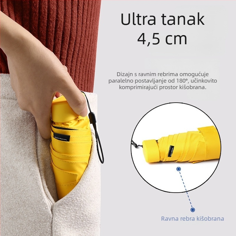 Ženska sklopiva kišobran za sunce i kišu, UV zaštita UPF 50+, ručno otvaranje, kompaktna veličina, mogućnost logotipa