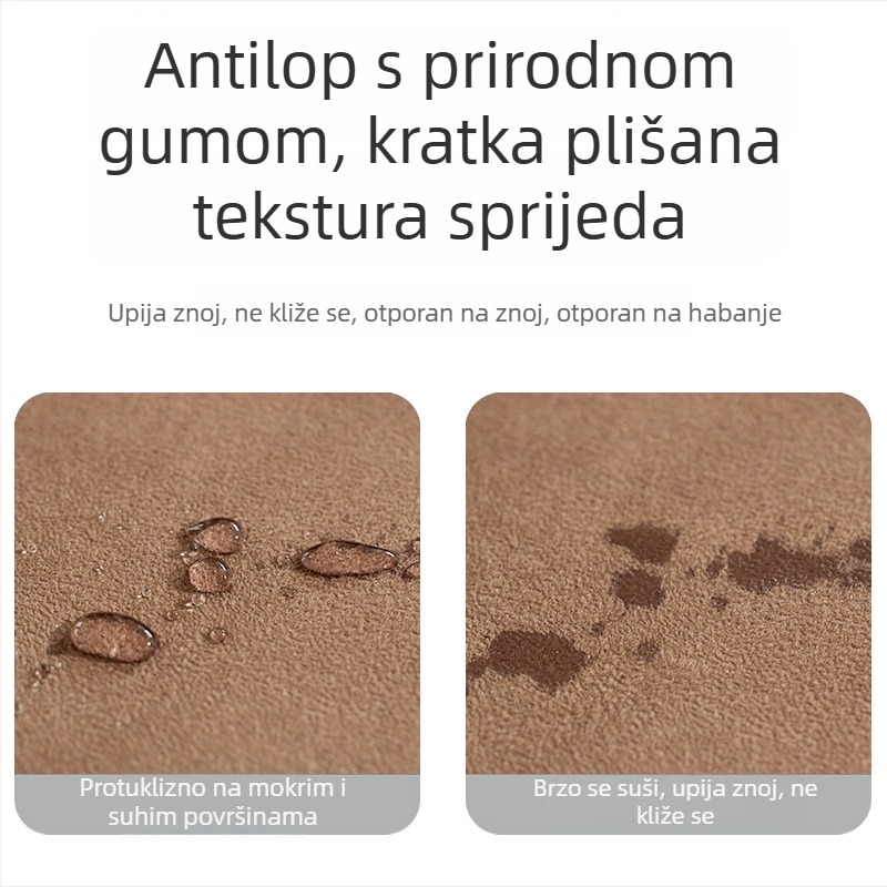 Jednobojna joga podloga od prirodnog kaučuka s velurovom površinom, protuklizna, profesionalna podloga za kućnu upotrebu, amortizacija i tiho korištenje