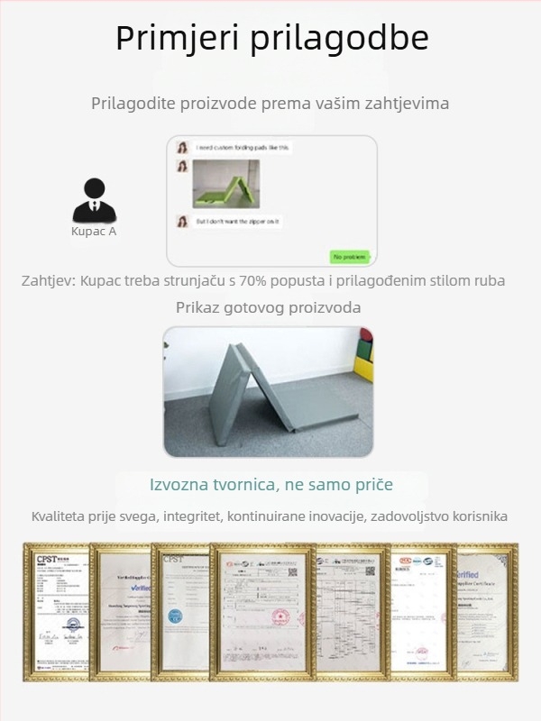 Sklopiva podloga za trbušne vježbe, za gimnastiku i ples, s debelim slojem pjene i platna