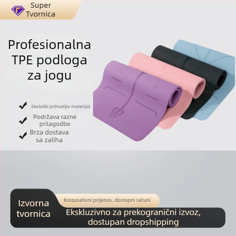 Monokromatska joga prostirka s linijama držanja, 6mm, TPE, protuklizna površina