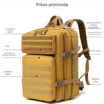 Taktički ruksak za planinarenje i penjavanje, vodootporan, izdržljiv, minimalistički dizajn
