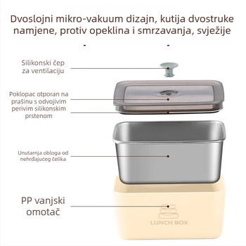 Dvostruka čelična kutija za čuvanje s poklopcem, izolirana, za začine, prenosna kutija za voće i suho voće