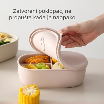 FaSoLa silikon kutija za obrok, pravokutna s tri odjeljka, hermetički zatvorena i prijenosna, kompatibilna s mikrovalnom pećnicom, kapacitet 800–1000 ml