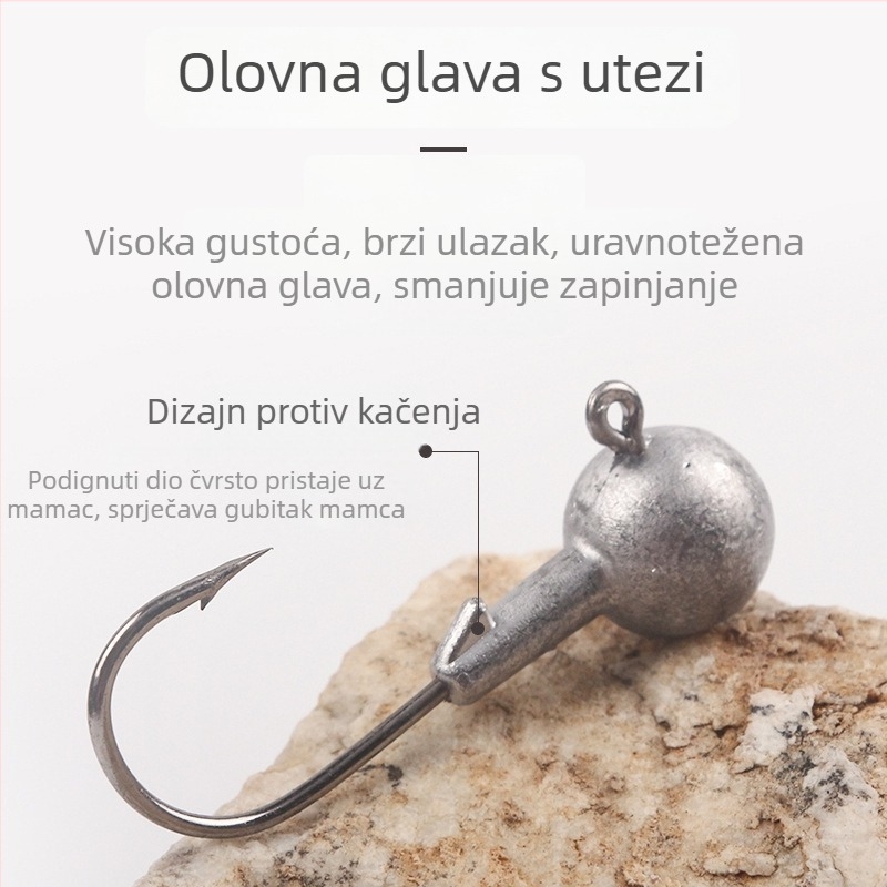 Kuke za ribolov s olovnom glavom, bodljikave, 5 komada u pakiranju, težine 3,5 g, 5 g, 7 g, 10 g, 14 g