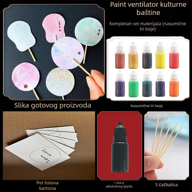 Ručno izrađeni mini lakirani ručni ventilator — okrugli dječji ventilator za zajedničko bojanje roditelj-dijete