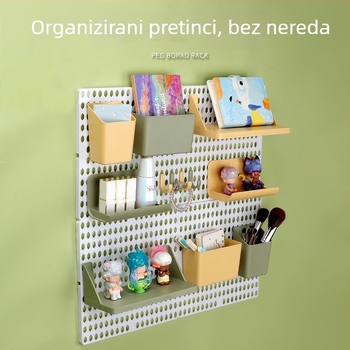 Pegboard zidni polica bez bušenja – skladišni stalak za dom, studentski dom, kuhinju i kupaonicu