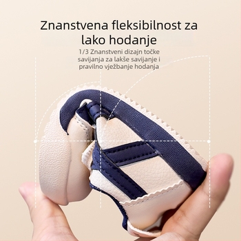Dječje sportske tenisice za jesen 2025, lagane s mekanom podlogom i prugastim uzorkom, s Velcro zatvaračem