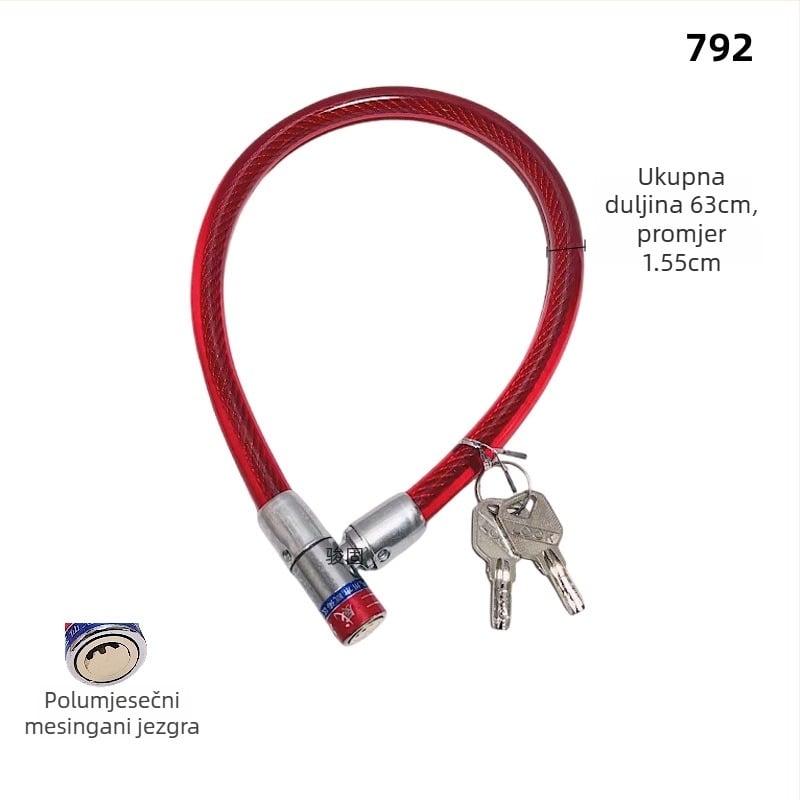 Kabelska brava za bicikl 2280, mekana brava s čeličnom žicom, višestruka primjena, zaštita od krađe