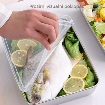 Pravokutni posuda od nehrđajućeg čelika s poklopcem, za kuhinju i skladištenje u hladnjaku