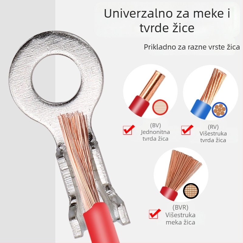 Okrugli uzemljivački priključak s presnim terminalom i oprugom, konektor za kabel u obliku O