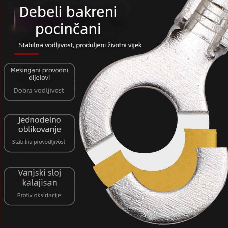 Okrugli uzemljivački priključak s presnim terminalom i oprugom, konektor za kabel u obliku O