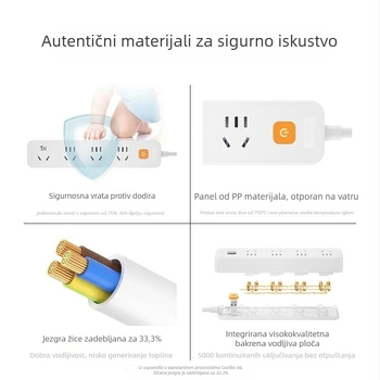 Nanfu Golden Eye višenamjenski produžni kabel s dugim kabelom, za studentski dom i dom, ploča utičnica, sigurnosne utičnice