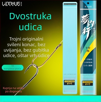 Ručno izrađena ribolovna kuka s vodilom linijom, dvostruka kuka, gotov set za Izu i Iseni udice
