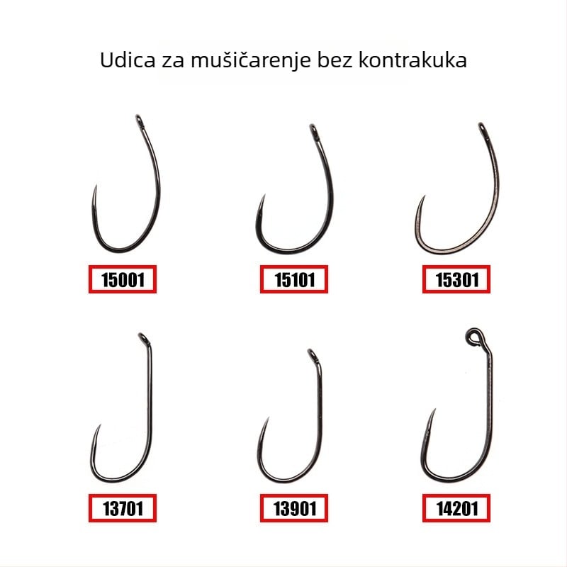 Kuke bez bodlja za fly fishing i materijali za vezivanje muha – dekorativne udice i dodaci