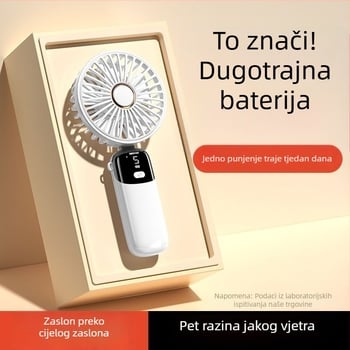 KESIJAR Ručni sklopivi ventilator, prijenosni USB ventilator s ugrađenom baterijom od 6000mAh, 5 lopatica, 5 brzina, motor bez četkica, ABS kućište, radni vijek 6–8 sati