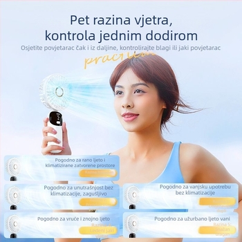 KESIJAR Ručni sklopivi ventilator, prijenosni USB ventilator s ugrađenom baterijom od 6000mAh, 5 lopatica, 5 brzina, motor bez četkica, ABS kućište, radni vijek 6–8 sati
