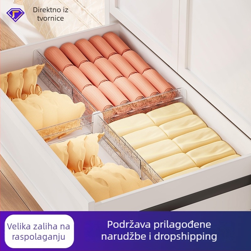 Dijeljivač ladice za donje rublje i čarape – prilagodljiv, proširiv, horizontalni ili vertikalni organizator (PET)