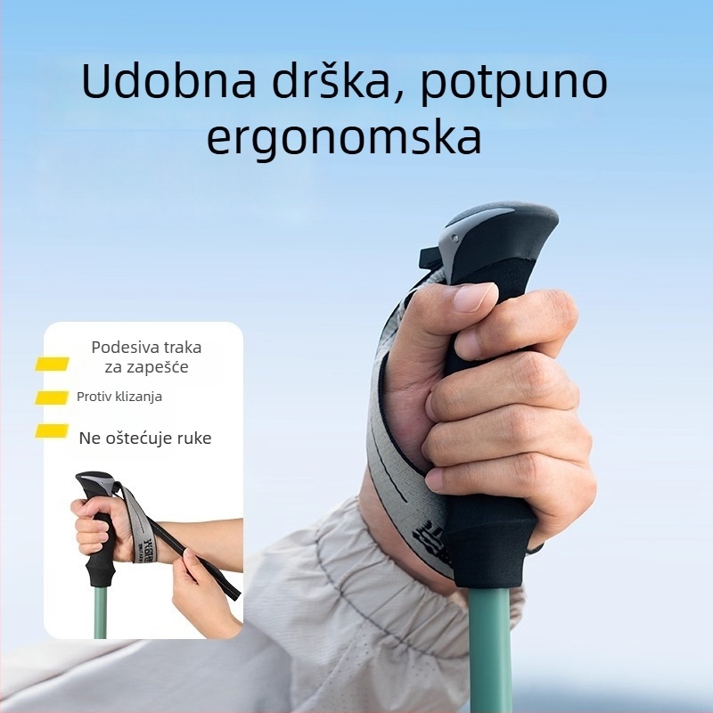 Štap za planinarenje od karbonskih vlakana, trodijelna teleskopna štapa, ultralagana, unisex