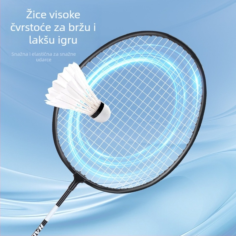 Par badminton raketa s pjenastom drškom, izdržljiva i visoke elastičnosti, za odrasle i djecu.