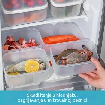Prijenosni spremnik za hranu od PP, hermetički zatvoren, siguran za zamrzavanje i mikrovalnu, proziran, za pohranu u hladnjaku