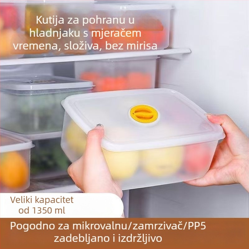 Prijenosni spremnik za hranu od PP, hermetički zatvoren, siguran za zamrzavanje i mikrovalnu, proziran, za pohranu u hladnjaku