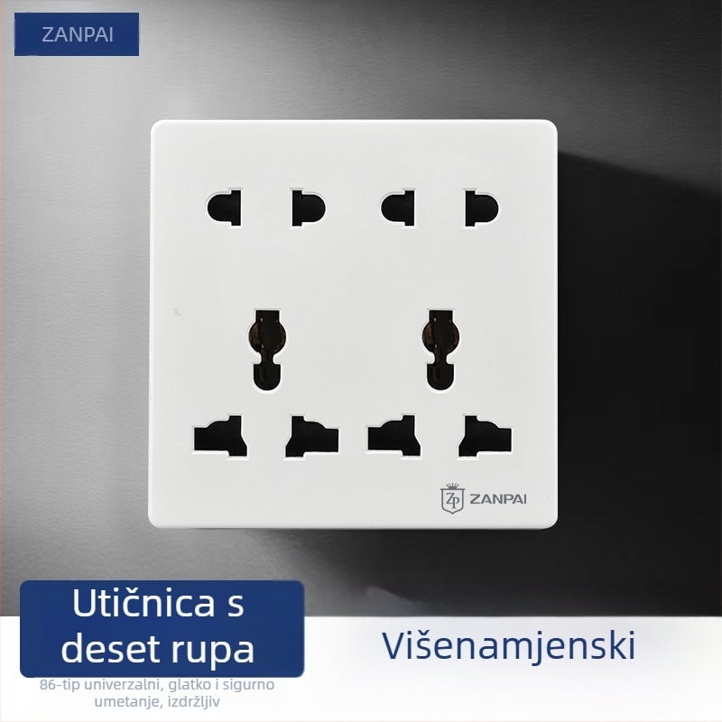 Zanpai 86-tip skrivena zidna utičnica, višenamjenska s 10 rupa