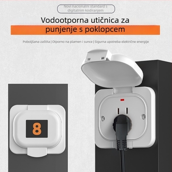 Vanjska zidna utičnica za punjenje dvokotačnih električnih vozila, s pet pinova, vodootporna s poklopcem.