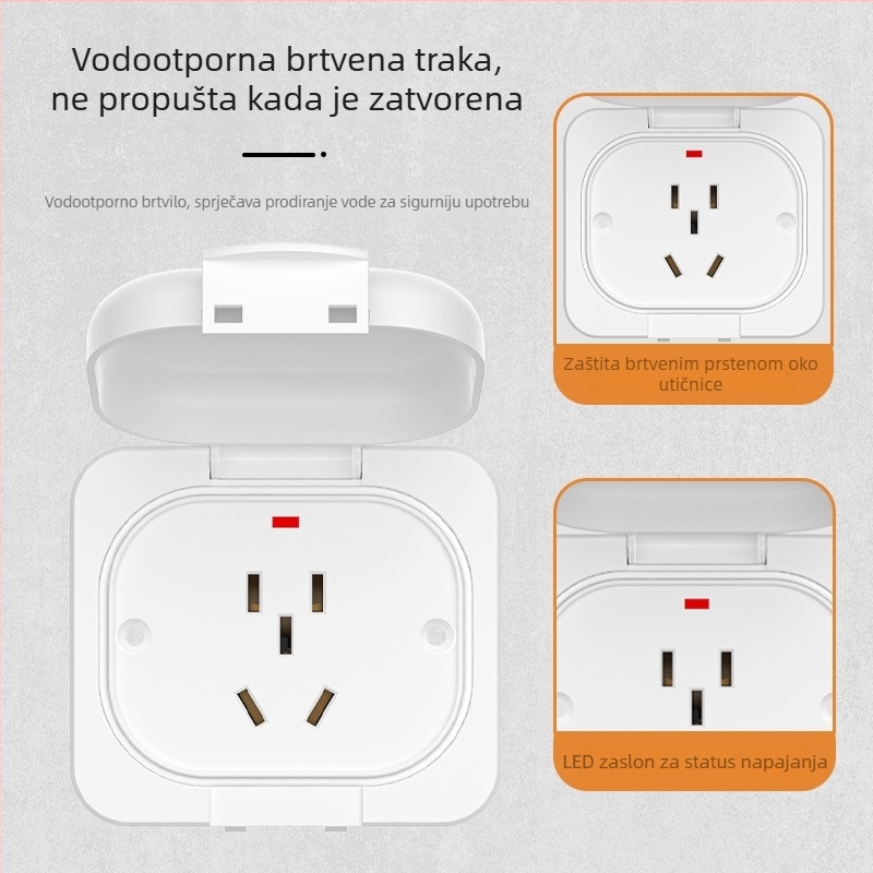 Vanjska zidna utičnica za punjenje dvokotačnih električnih vozila, s pet pinova, vodootporna s poklopcem.