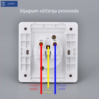 Zanpai 86-typ skrivenog bijelog utičničkog panela, 16A, njemačko/europski stil