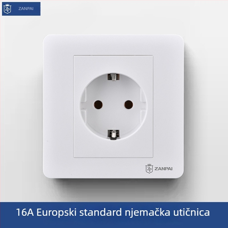 Zanpai 86-typ skrivenog bijelog utičničkog panela, 16A, njemačko/europski stil