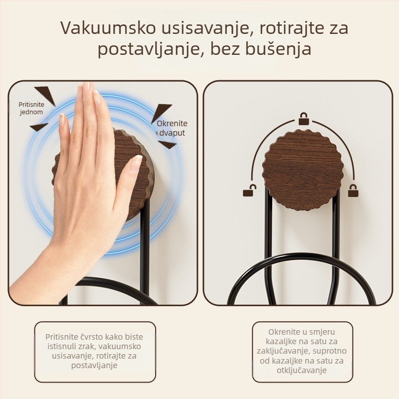 Držač za kapu i šalove od orašćevog drveta s usisnom čašom – bez bušenja, vješalica za torbe i kapute
