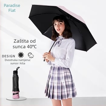 Paradise kišobran s crnim premazom, UV zaštita, dvostruka upotreba za sunce i kišu, jednobojni darovni kišobran za žene