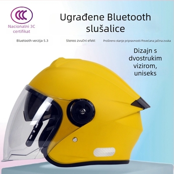 Polu kaciga za električna vozila s ugrađenim Bluetooth slušalicama, dvostruka vizir, unisex, sve sezone, u skladu s novim nacionalnim standardom