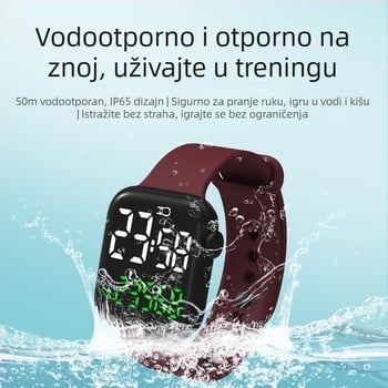 Orion Y3LED Pametni sat s brojačem koraka, dodirni zaslon, senzor pokreta, vodootporan do 30 m, pravokutni cifernik, PU traka