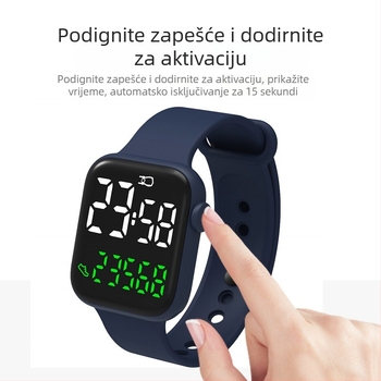 Orion Y3LED Pametni sat s brojačem koraka, dodirni zaslon, senzor pokreta, vodootporan do 30 m, pravokutni cifernik, PU traka