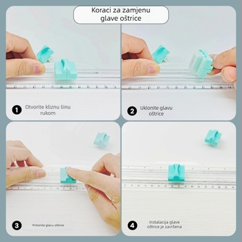 Plastični rezač papira A4, kompaktni kućni rezni alat s dvodirekcijskim preklopom