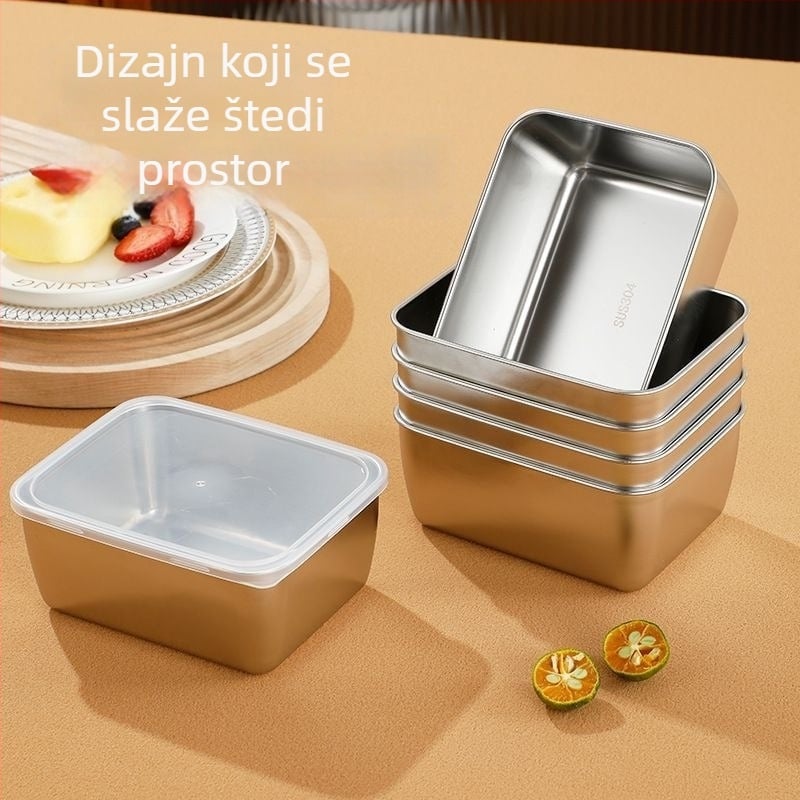 Nerđajući čelična kvadratna kutija za čuvanje hrane, pogodna za hladnjak, za voće i povrće, mala kutija