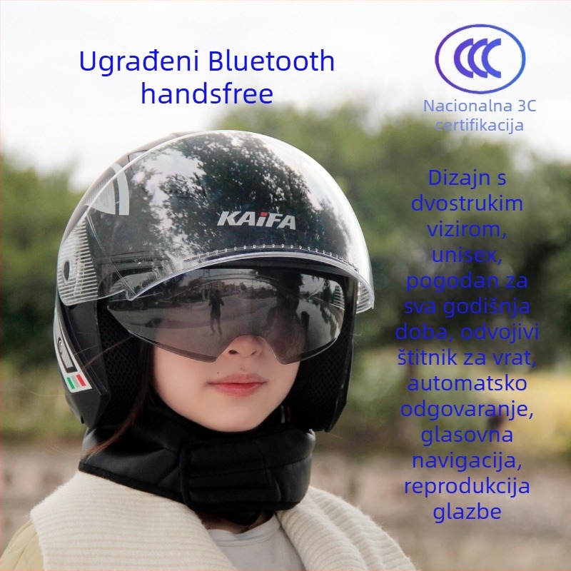 Kaciga za električno vozilo s 3C certifikatom, ugrađenim Bluetooth slušalicama, unisex, za sve sezone, topla kaciga za vožnju, sigurnosna kaciga