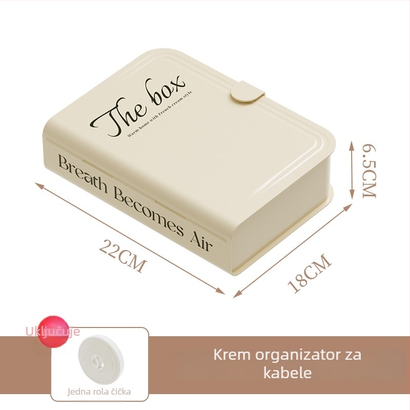 Kutija za pohranu kablova s poklopcem, stolni organizator s pregradama za kablove, slušalice i Power Bank (1 L)