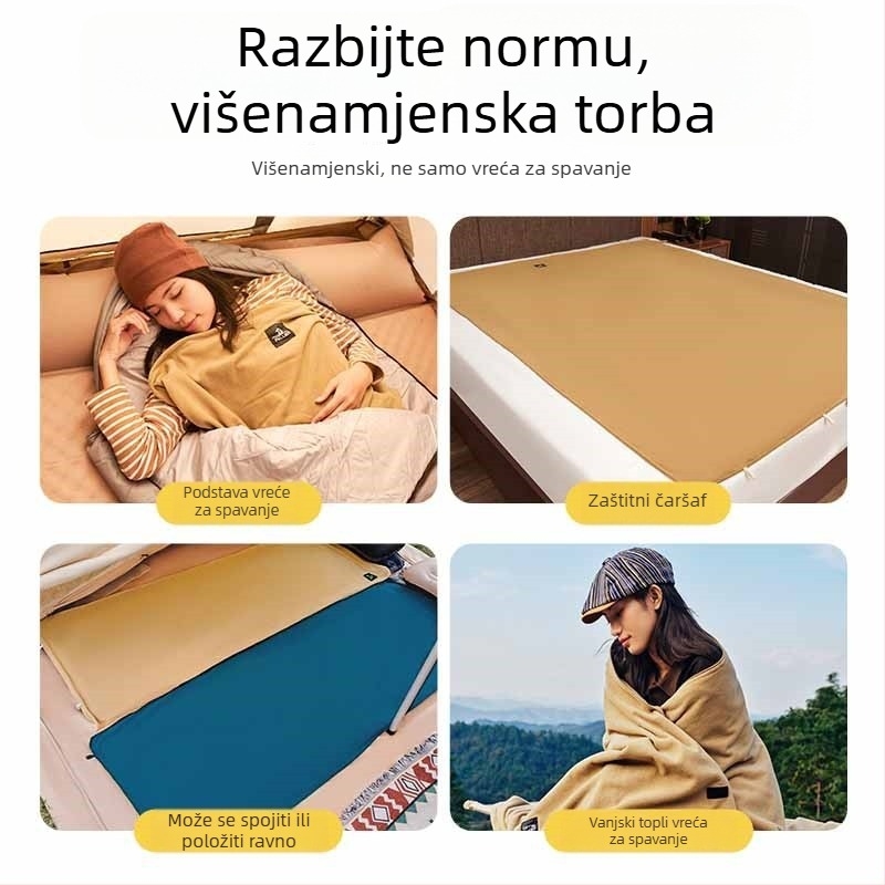 Pelliot unutarnji flis vreća za spavanje, otporna na prljavštinu, deka u obliku omotnice za kampiranje, prijenosna odrasla deka, sklopiva